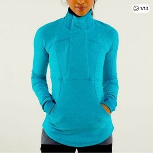 Turquoise High-Neck Pullover Lululemon Base Runner 1/2 zip pullover